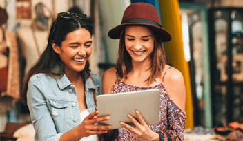 shoppers in store tablet