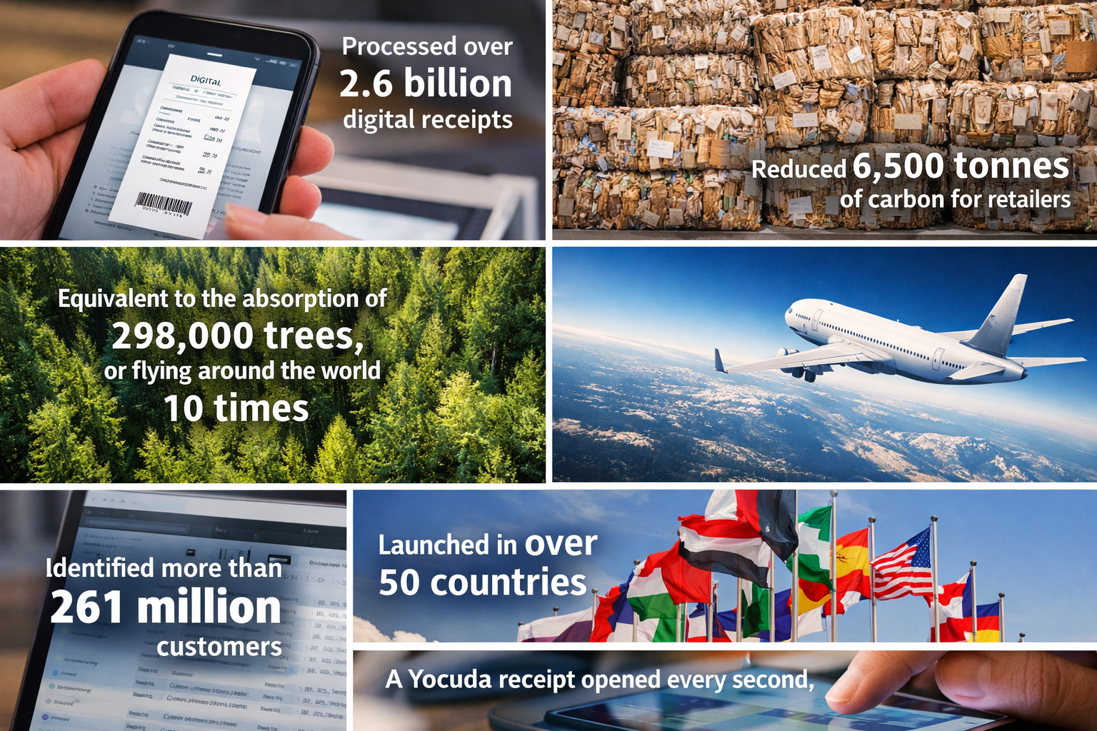 photographic Over the past 15 years Yocuda hasProcessed over 26 billion digital receiptsReduced 6500 tonnes of carbon for retailersEquivalent to the c-1