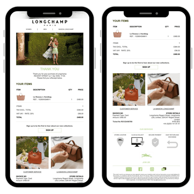 Longchamp digital receipt