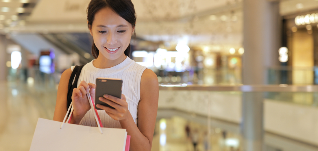 happy woman on phone